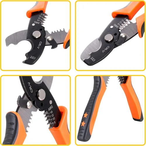 Miniatura 2 de Pelacables de 7 pulgadas 10-22 AWG, herramienta de pelado de alambre de cobre y herramienta manual multifunción, diseño de mango profesional