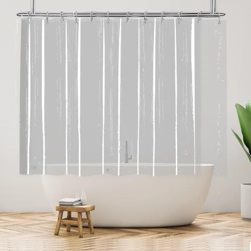 Miniatura 8 de Cortina de ducha transparente para bañera con patas de 180 x 70 pulgadas, envolvente, con 6 imanes, impermeable, juego de cortinas de ducha