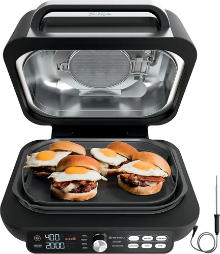 Ninja IG651 Foodi Smart XL Pro 7 en 1 Combo de parrilla/plancha para interiores, uso abierto o cerrado, freír al aire, deshidratar y más, rejilla