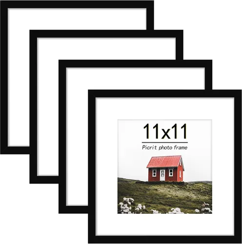 Miniatura 14 de Picrit Juego de 4 portarretratos de 6 x 6 pulgadas, hechos de vidrio real de alta definición, pantalla de 4 x 4 con paspartú o 6 x 6 sin paspartú