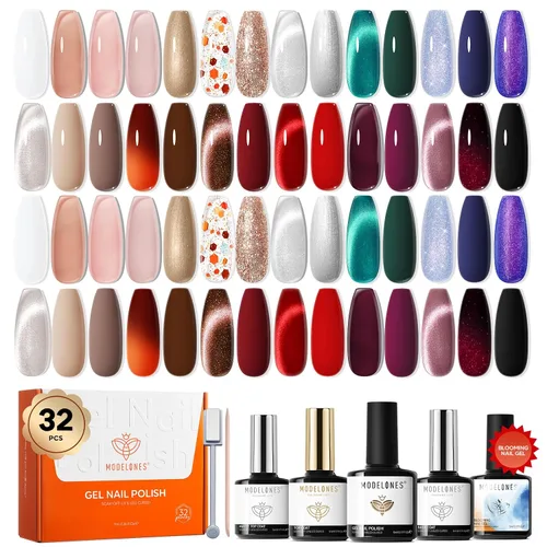 Miniatura 12 de Modelones Kit de estampado de uñas a cuadros de 16 piezas, sello de punta francesa, esmalte de gel de pintura blanca y negra, a prueba de polvo