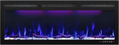 Miniatura 2 de Chimenea eléctrica Mystflame, chimenea empotrable o montada en la pared, chimenea lineal de marco delgado con opciones de madera y capa de cristal