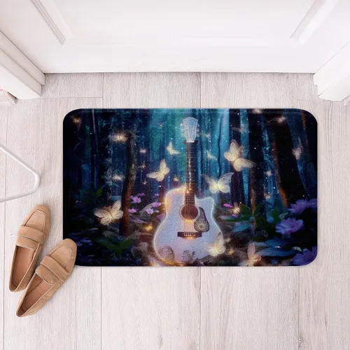 Miniatura 7 de Alfombra de baño de guitarra roja, antideslizante con música hip pop, decoración del hogar, para interiores y niñas, diseño de guitarra roja, tapete