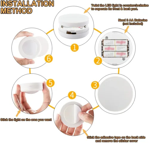 Miniatura 6 de Paquete de 12 luces LED inalámbricas con cambio de 16 colores, luces LED para debajo de gabinetes, luz de armario, luces nocturnas alimentadas por