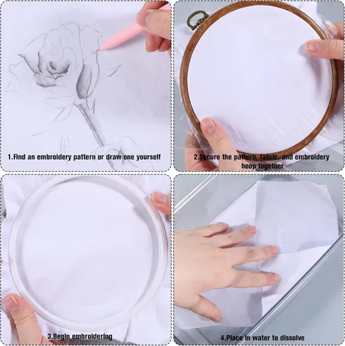 Miniatura 3 de 60 estabilizadores solubles en agua de 8 x 12 pulgadas, estabilizadores solubles en agua para bordados, estabilizadores transparentes para patrones
