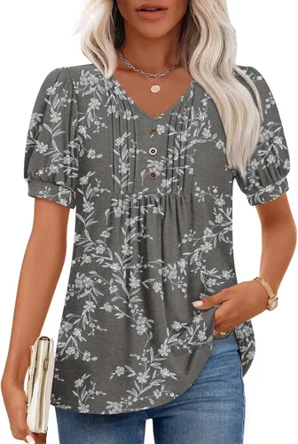 Miniatura 30 de Findsweet Blusas de túnica de verano para mujer, tops casuales y elegantes, manga corta, M-3XL