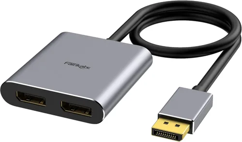 fairikabe Adaptador divisor DisplayPort a Dual DisplayPort 4K60Hz para pantalla de monitor doble, adaptador de puerto de pantalla MST Extend Display