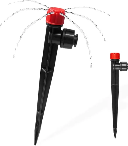 10 emisores de riego por goteo a presión para tubos de riego de 1/4 de pulgada, pulverizador de emisor de goteo ajustable de 360 grados con estaca,
