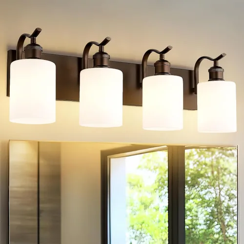 Miniatura 20 de Lámpara de tocador de baño de 3 luces, aplique de pared de níquel cepillado, lámpara de baño moderna con vidrio transparente, VL01BN-3 Níquel
