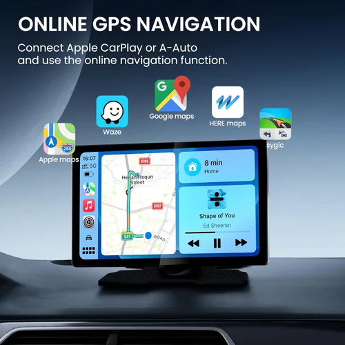 Miniatura 4 de TECXERLLON Pantalla inalámbrica CarPlay de 9.0 pulgadas para automóvil, pantalla Android Auto para automóvil con cámara de respaldo, pantalla táctil