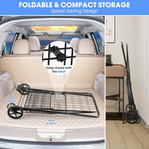 Miniatura 6 de Carrito de compras de capacidad de 450 libras, carrito de comestibles enorme con ruedas, carrito de compras plegable resistente con cesta doble
