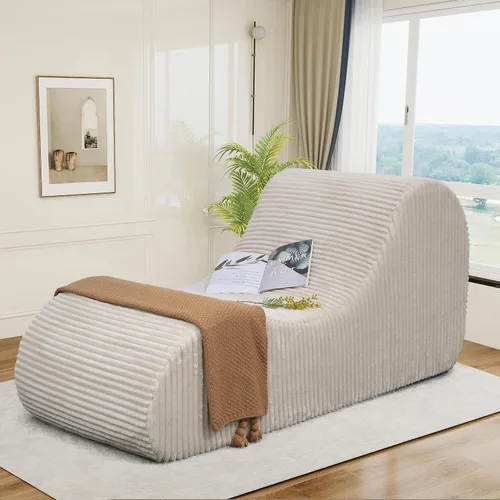 Rattan Star Sofá de pana para interiores, sin hueso, de gran tamaño, esponja suave de alta densidad, color caqui