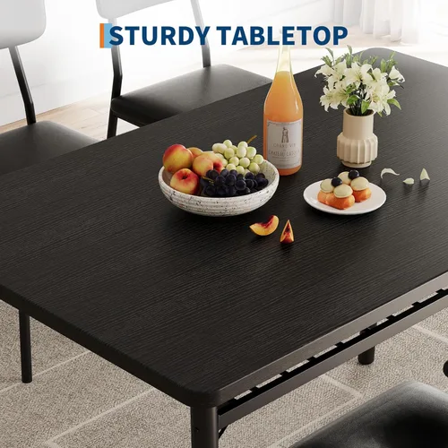 Miniatura 5 de IDEALHOUSE Juego de mesa de comedor de 3 piezas para 2 con estante de almacenamiento, mesa de cocina de madera con juego de 2 sillas tapizadas