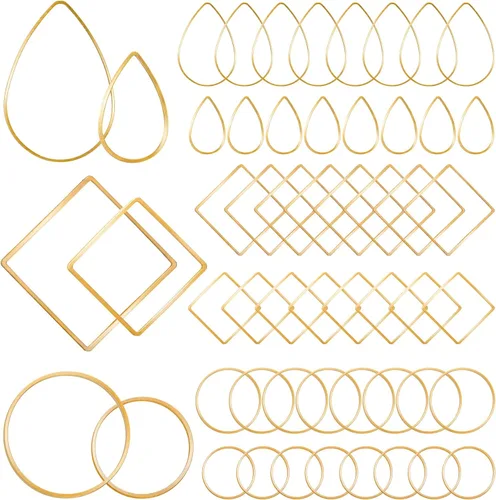 Miniatura 9 de PAGOW 96 aretes de aro para hacer joyas, hipoalergénicos, cuadrados, redondos, de plata, aretes a granel para manualidades, accesorios y suministros
