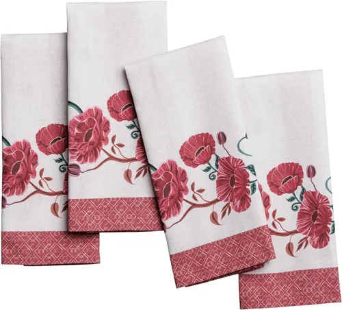 Miniatura 20 de Maison d' Hermine Happy Florals - Juego de 4 servilletas 100% algodón suave y cómodo perfectas para cenas familiares, bodas, fiestas de cóctel, 063