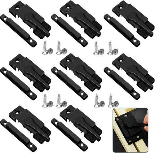 Miniatura 12 de Cerraduras deslizantes para ventana, color blanco, paquete de 2 cerraduras de leva para doble colgado de ventana, cerradura de vinilo de seguridad