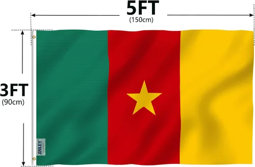 Miniatura 7 de ANLEY Fly Breeze - Bandera de Camerún de 3 x 5 pies, color vivo y a prueba de decoloración, cabecera de lona y doble costura, banderas camerunesas