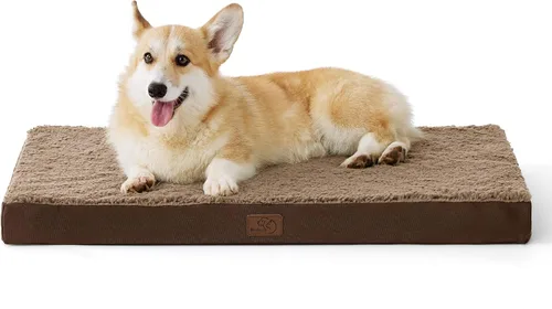 Miniatura 13 de Bedsure Camas para Perros Tamaño Grande - Cómodas Camas Planas para Mascotas con Funda Lavable Extraíble, Alfombrilla de Espuma Ortopédica