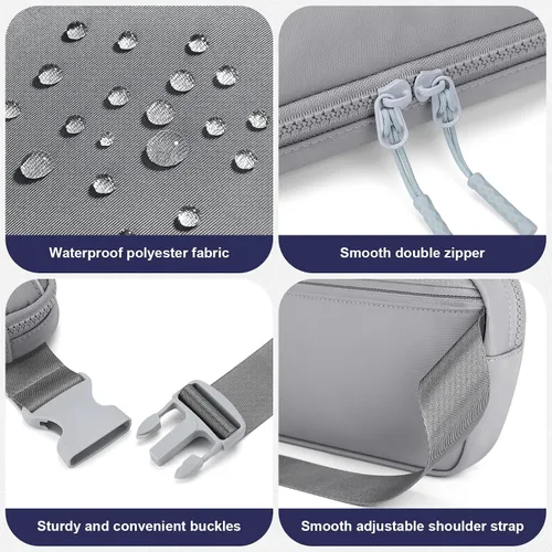 Miniatura 6 de Riñonera unisex para hombres y mujeres, bolsa de cinturón impermeable, bolsa cruzada con correa ajustable extendida de 54 pulgadas, riñoneras