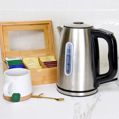 Miniatura 2 de Kenmore - Hervidor eléctrico inalámbrico de 1.7 litros con 6 preajustes de temperatura, tetera de acero inoxidable con luz LED, apagado automático