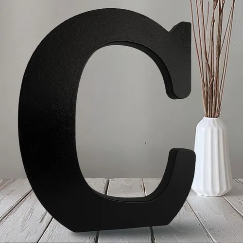 AOCEAN Letras de madera negra de 10 pulgadas, letras de madera sin terminar para Halloween, letras decorativas de pie en rodajas, decoración de