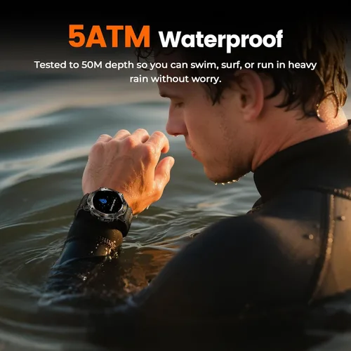 Miniatura 5 de WalkerFit Reloj inteligente para hombres, pantalla AMOLED redonda de 1.43", 5 ATM resistente al agua, monitor de frecuencia cardíaca y sueño