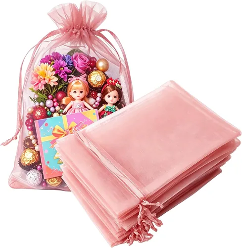 Miniatura 9 de Juego de 50 bolsas de organza de regalo con cordón azul aguamarina de 4 x 6 pulgadas para baby shower, Navidad, boda, recuerdos de fiesta, despedida