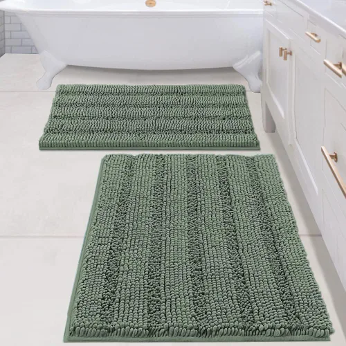 Miniatura 21 de H.VERSAILTEX - Alfombras de baño, juego de 2 piezas, alfombra de contorno para baño, juego de alfombras para inodoro, alfombra antideslizante