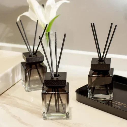 Miniatura 9 de Botellas difusoras de vidrio de fragancia, frascos difusores con tapas y palo de ratán, juego de 4 piezas de accesorios de fragancia de 6.8 fl oz