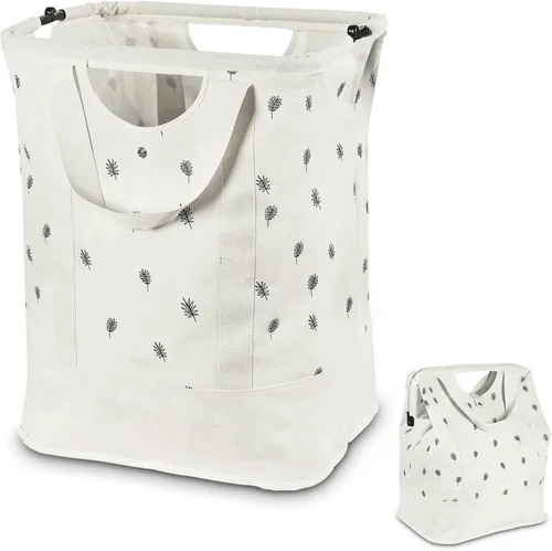 Miniatura 7 de JOMOLA Cesta de lavandería plegable grande de tela de 90 litros, cesta extensible para ropa sucia, bolsa de lavandería con asas para la familia