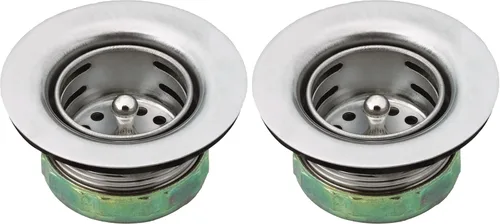 Moen 22174 Colador de cesta para fregadero con conjunto de drenaje, 2 pulgadas, acero inoxidable (paquete de 2)