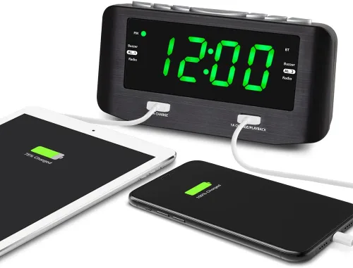 Miniatura 3 de HANNLOMAX HX-146CR Radio despertador, radio FM PLL, alarma dual, pantalla LED verde de 1.2 pulgadas, Bluetooth, 1 puerto USB para carga de 2.4 A y 1