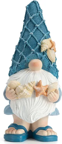Miniatura 8 de Etlemonde Estatuas de gnomos de playa, gnomos del océano, decoración de temas náuticos, playa, gnomo sosteniendo una tabla de surf