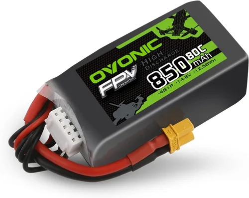 Miniatura 7 de OVONIC 80C 4S 850mAh Lipo Batería 14.8V con XT30 Plug para Cinewhoops 2pcs