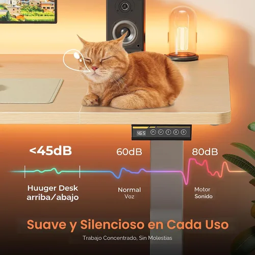 Miniatura 8 de Huuger - Escritorio grande eléctrico de pie ajustable en altura, de 55 x 28 pulgadas, escritorio para trabajar sentado o de pie, escritorio de Arce