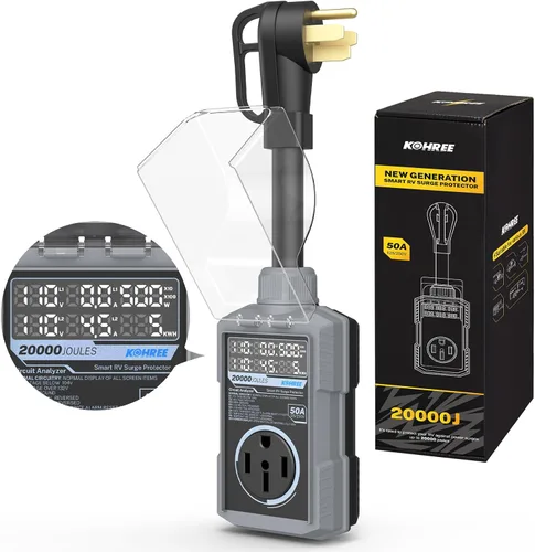 Miniatura 10 de Kohree Protector contra sobretensiones RV de 30 amperios, 18000 julios, protección contra sobretensiones de sobretensión, adaptador de enchufe RV
