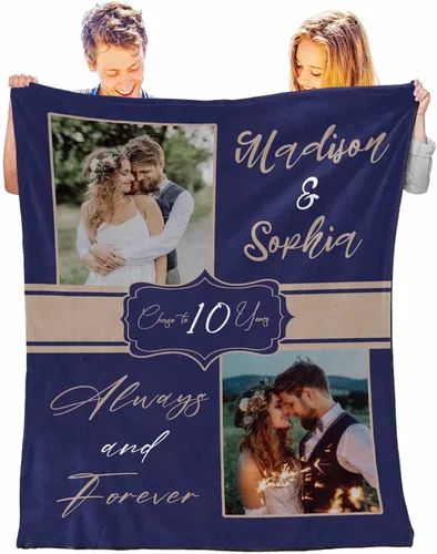 Miniatura 15 de D-Story Mantas personalizadas con fotos, regalos personalizados para parejas, regalos de aniversario y cumpleaños para esposa, marido, novia, novio