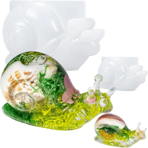 Miniatura 9 de Moldes de resina epoxi de silicona, 4 unidades variadas de caracol de lagarto de rana 3D