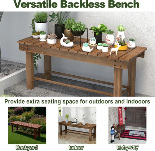 Miniatura 6 de Bancos de Jardín para Exteriores de 47.2'', Banco de Patio Resistente a la Intemperie, Asiento para Dos Personas, Banco sin Respaldo, Banco