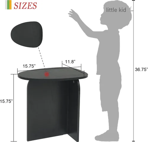 Miniatura 3 de AWASEN Mesa auxiliar negra, mesa auxiliar triangular pequeña para sala de estar, mesa de acento moderna con tablero único, mesa de noche mini para C