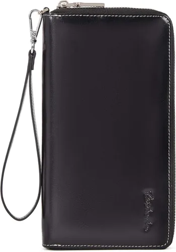 BOSTANTEN - Carteras de cuero para mujer, bloqueo de identificación por radio frecuencia (RFID), cierre de cremallera alrededor, tarjetero, cartera