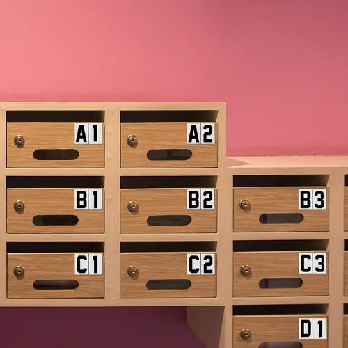 Miniatura 6 de 100 calcomanías reflectantes para números de buzón, autoadhesivas, reflectantes en letras mayúsculas, calcomanías de vinilo para buzón para Negro