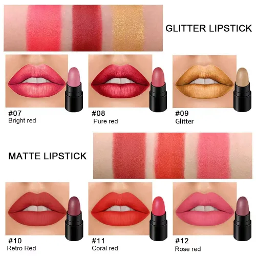 Miniatura 3 de Paquete de 12 lápices labiales en cápsulas: 3 bálsamos labiales sabor manzana y fresa, 3 lápices labiales de gelatina cambiador de color, 3 mate, 3
