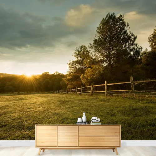 Miniatura 3 de wall26 - Hermoso amanecer en la granja - Mural de pared removible. Papel pintado grande autoadhesivo - 66x96 pulgadas Obra de arte - Df18