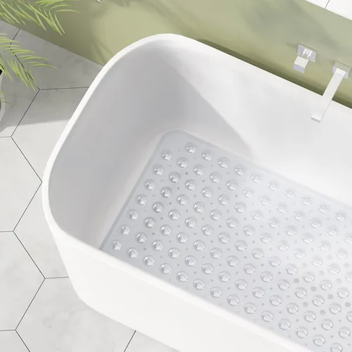 Miniatura 2 de AmazerBath Tapete de ducha antideslizante de 40 x 16 pulgadas, tapete de ducha con ventosas y agujeros de drenaje, tapete de baño antideslizante