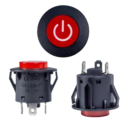 2 interruptores de 3 pines para automóviles eléctricos para niños, pulsador, manual, color rojo