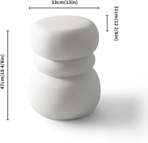 Miniatura 2 de Mesa auxiliar de piedra de hormigón blanco, mesa auxiliar escultórica única, mesa decorativa de cemento hecha a mano de 19 pulgadas de alto, mesa