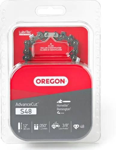 Oregon S48 AdvanceCut Cadena de motosierra de repuesto para barras guía de 12 pulgadas, 48 eslabones de transmisión, paso 38 pulgadas, calibre .050