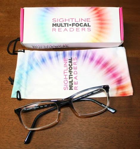 Miniatura 6 de Sightline Lentes de lectura multifocal, color gris a cristal desvanecido, potencia progresiva, calidad premium, marco de acetato Cory