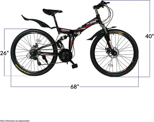 Miniatura 3 de Xspec Bicicleta de montaña plegable de 26 pulgadas y 21 velocidades para adultos